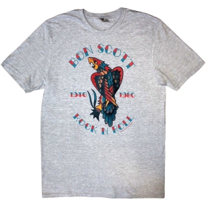 Bon Scott - Rock N Roll Uni Grey T-Shirt in the group MERCHANDISE / T-shirt / Heavy Metal at Bengans Skivbutik AB (5581235r)