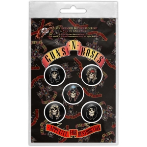 Guns N Roses - Appetite For Destruction Button Badge 5-Pack in the group MERCHANDISE / Pin-Button Badge / Heavy Metal at Bengans Skivbutik AB (5581972)