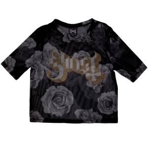 Ghost - Logo & Roses Lady Bl Mesh Crop Top in the group MERCHANDISE / T-shirt / Heavy Metal at Bengans Skivbutik AB (5583026r)