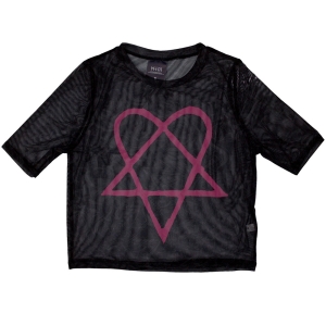 Him - Pink Heartagram Lady Bl Mesh Crop Top in the group MERCHANDISE / T-shirt / Heavy Metal at Bengans Skivbutik AB (5583029r)