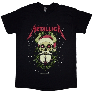 Metallica - Metallica Santa Horns Uni Bl T-Shirt in the group MERCHANDISE / T-shirt / Heavy Metal at Bengans Skivbutik AB (5583038r)