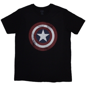 Marvel - Captain America Distress Shield Uni Bl T-Shirt in the group MERCHANDISE / T-shirt / Soundtrack at Bengans Skivbutik AB (5583721r)