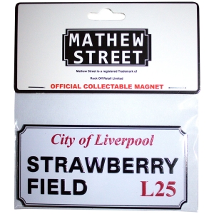 Rock Off - Strawberry Field Liverpool Sign Embossed Magnet in the group MERCHANDISE / Magnet / Pop-Rock at Bengans Skivbutik AB (5583947)