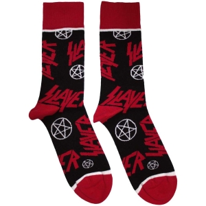 Slayer - Logos And Pentegrams Uni Bl Socks (Size 40-44) in the group MERCHANDISE / / at Bengans Skivbutik AB (5586311)
