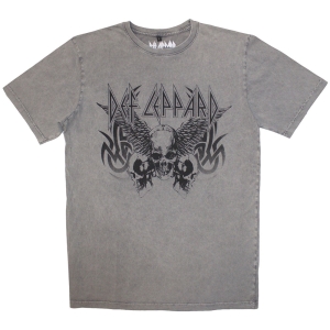 Def Leppard - Tribal Skull Stone Wash Uni Grey T-Shirt in the group MERCHANDISE / T-shirt / Heavy Metal at Bengans Skivbutik AB (5586753r)
