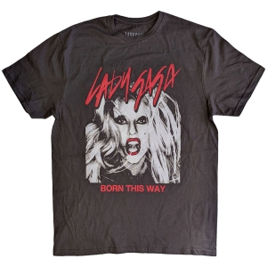 Lady Gaga - Born This Way Photo Uni Grey T-Shirt in the group MERCHANDISE / T-shirt / Pop-Rock at Bengans Skivbutik AB (5586762r)
