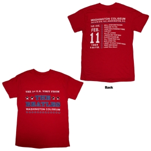Beatles - Washington 64 Stars Setlist Uni Red T-Shirt in the group MERCHANDISE / T-shirt / Pop-Rock at Bengans Skivbutik AB (5589198r)