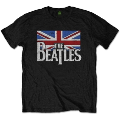 The Beatles - Drop T Logo & Vintage Flag Uni Bl   